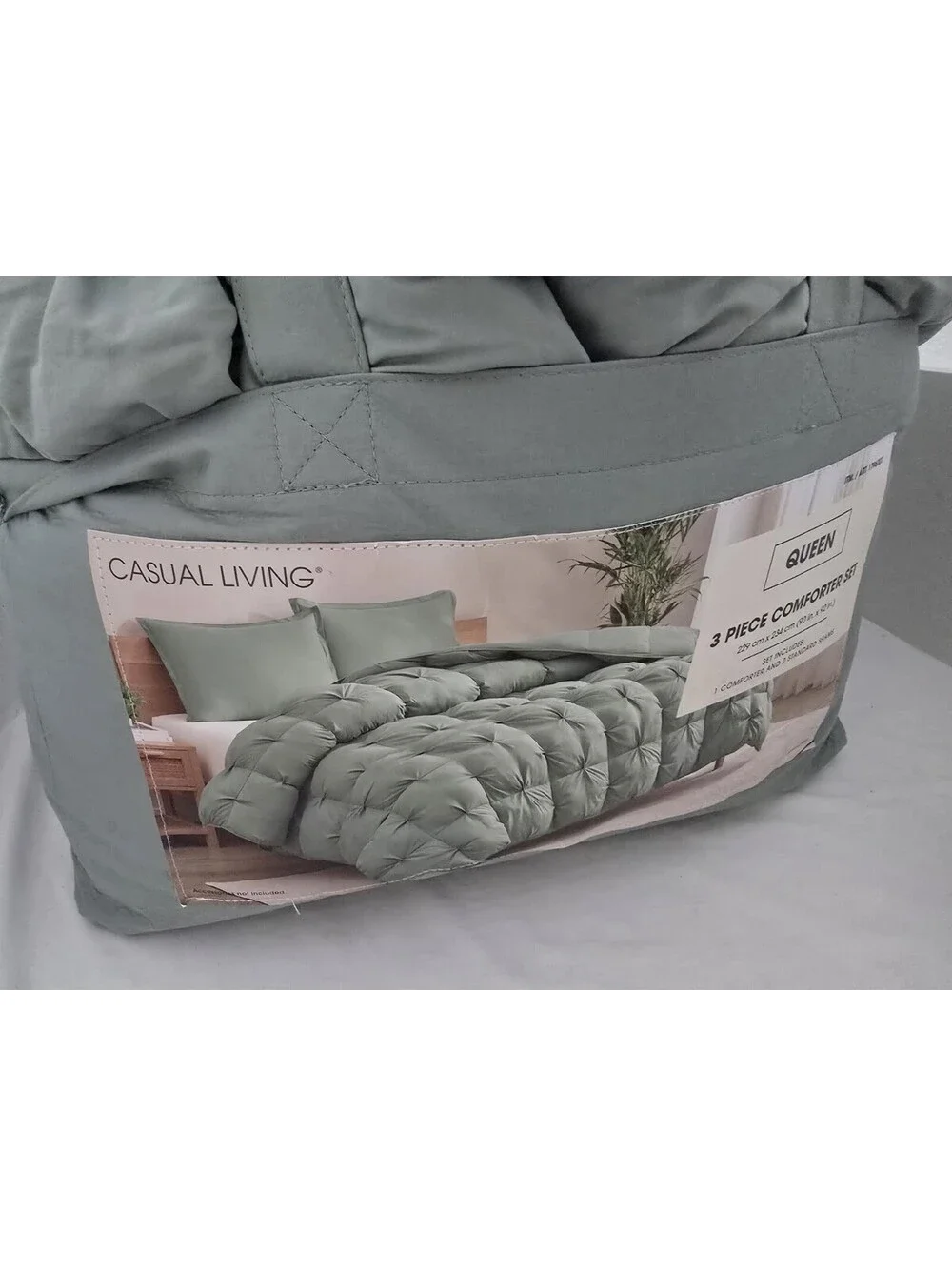 Casual Living Zuri Mega Puff 3-Pc Reversible Comforter Set, Queen Green 90